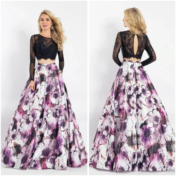 NWT Rachel Allan Two Piece Black Purple Formal Gown $538 - Picture 1 of 13
